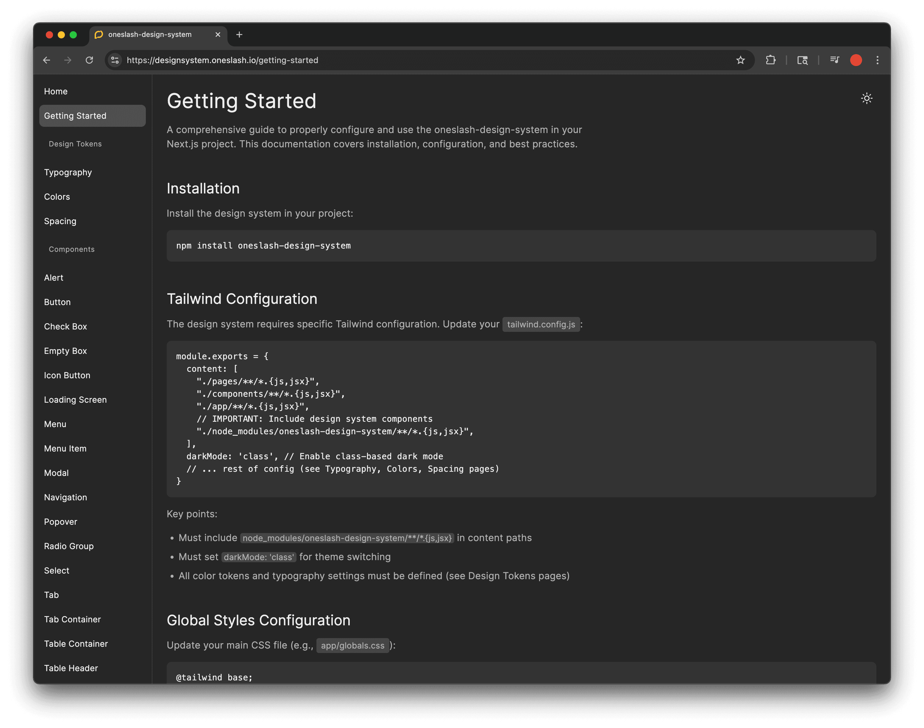 oneSlash Design System